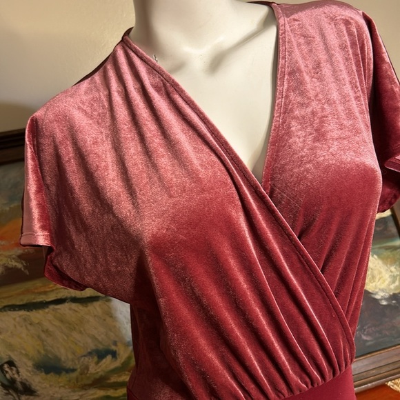 NSR Stretchy Velvet So Smooth Mauve Dusty Rose Pink Thong Bodysuit Sz S NWT - Picture 3 of 13